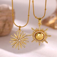 Classic Circle Sun Cubic Zirconia Pendant Necklace for Women Charm Stainless Steel Creative Bead Chain Bohemian Jewelry 2026 Her