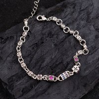 New Arrival Vintage Cross Design Colorful Crystal Thai Silver Ladies Charm Bracelet Promotion Jewelry For Women Gifts