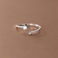 925 Silver Zircon Star Rings For Women Engagement Wedding Vintage Luxury Fine Jewelry Accessories Jewellery Argent 925