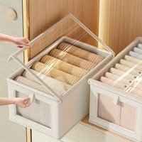 Large Foldable Storage Box with Clear Window Organizer Storage Clothing Case Home Closet Space Saving Clothes Organizer Boxes