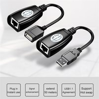 Extension Adapter 1pair USB to RJ45 LAN Cable Extender Over Cat5 RJ45 Cat6 Patch Cord Black Networking Accessories