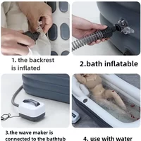 Excellent SPA inflatable bathtub with bubble massage pad, foldable surfing massage bathtub thickened and extended version with c