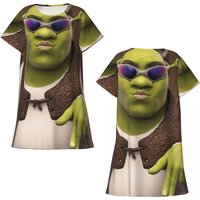 Custom Sassy Shrek Short Sleeves Nightdress For Sleeping Sleepshirts Women Short Sleeve Nightgowns Loose Pajama Dress