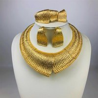 ESALE Italy 18k Gold Plated Women Jewelry Set Classic Two Tone Design Round Necklace Earrings Bangle And Ring Full Set Jewelry
