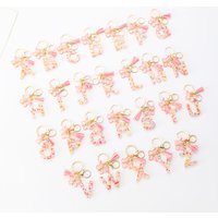A-Z Creativity Pink Dreamy Sequin Letters Keychain DIY for Women Tassel Butterfly Pendant Initial Keyring Charms Car Key Chain