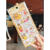 1/2pcs Kawaii Japanese Rilakkuma 3d Quicksand Shaking Oil-Filled Sticker Diy Mobile Phone Case Decoration Student Account Gift