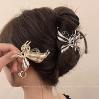 2023 women Retro butterfly claw clip small gold hair clip girls Medium metal hairclips Lady silver y2k hairpin hair accessory