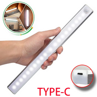 LED Motion Sensor Light Night Light Wireless USB Under Cabinet Light For Kitchen Cabinet Bedroom Wardrobe Sensor Indoor Lighting