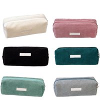 Corduroy solid color pencil case large capacity student stationery storage bag portable cosmetic bag clutch bag gifts for kids