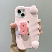 Lustige 3D-Hülle mit rosa Speichel-Schwein-Nase und unsichtbarer Halterung für iPhone 13, 14, 15, 16, 17 Pro Max, niedlicher kreativer Halter, Ständer