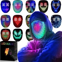 LED Mask with Gesture Sensing Light up Face Transforming Led Halloween Mask for Teens Men Women Costume Cosplay Party