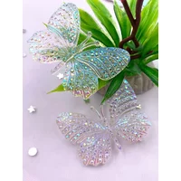 4PCS AB Clear Resin 3D Butterfly Flat back Rhinestone Wedding Scrapbook Clothing Gem Figurines DIY Jewelry Crafts Accessories