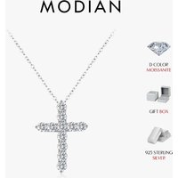 MODIAN D Color Moissanite Necklace 925 Sterling Silver Exquisite Cross Link Chain Pendant Necklace For Women Fine Jewelry Gift