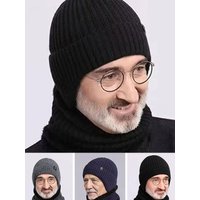 AliExpress NONE Outdoor Men Winter Knitted Hat Plush Warmth Peaked Cap Earmuff Casual Fashion Faux Fur Lined Bomber Hats Cycling Ear Protection