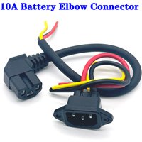 E-bike Battery Charging Plug Three Vertical Charging Socket with 12AWG Cable Wire Elbow Connector for 60V 72V Electric Vehicle