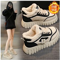New Winter Warm Cotton Shoes Ladies Plush Fur Thick Sole Lace Up Casual Sneakers Women Outside Flat Comfortable Running Shoes