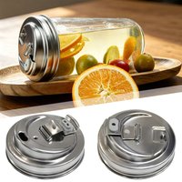 Wide Mouth Mason Jar Lid,304 Stainless Steel Mason Jar Lid, Multi-Purpose Reusable Leakproof Juices Cup Lids For Wide Mouth