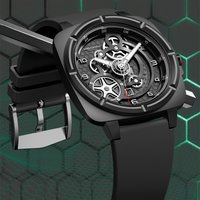 ABORNI 5007 Fashion Men's Original Quartz Rectangular Watch Automatic Date Sports Silicone Strap Watches for Man Reloj Hombre