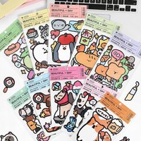 2 Sheets Synthetic Paper Stickers for Journal Scrapbooking, Cute Diary Guka Decoration, Waterproof Adhesive Stationery