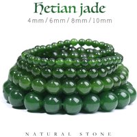 DIY Green Stone Beads Hetian Jade Loose Beads For Jewelry Making DIY Bracelet Necklace Earrings 4/6/8/10MM