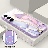 Sandstone Marble Magnetic Case For Samsung Galaxy S26 S25 S24 S23 S22 Ultra Plus S25FE For Magsafe Wireless Charge Lanyard Cover