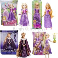 Original Disney Tangled Princess Rapunzel Doll with Long Hair Fashion Dress Accessories Collection Anime Action Figure Girl Toys