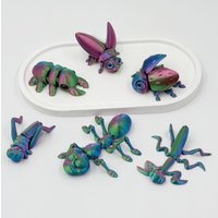 1/6PCs 3D Printed Firefly Insect Models Ornament Simulated Ladybug Ant Firefly Animals Figurine Home Desktop Decoration KidsToys
