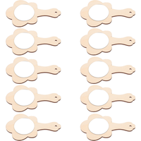 10pcs DIY Wooden Mirror Unfinished Wood Handheld Mirror Craft Mirror for Kids Projects Childrens Crafts Activities