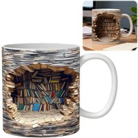 3D Library Book Mug Ceramic Shelf Mug Creative Space Design Multi-Purpose Mug Coffee Cup Study Milk Cup Friends Birthday Gift