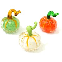 Halloween Decoration Murano Glass Pumpkin Mini Figurine Ornament Rare Cute Cushaw Small Statue Home Desktop Festival Party Decor