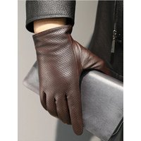 AliExpress NONE Genuine Sheepskin Leather Gloves for Men, Winter Warm Touchscreen Texting Driving Cycling Motorcycle Gloves