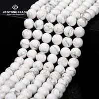 Natural Stone White Turquoise Beads Round Loose Spacer Howlite For Jewelry Making Handmade Bracelet Diy Necklace Accessory 15"