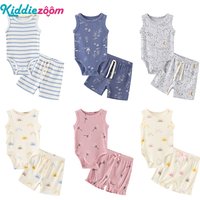 Kiddiezoom Sommer Cartoon Ärmellose Neugeborene Kleidung Sets Baby Junge Mädchen Bodys + Hosen Baumwolle Weiche Infant Outfits