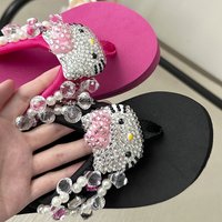 Y2K Hello Kitty Slippers Soft Flip Flop Sandals Beach Slides Shoes Women Sanrio Kawaii Casual Wedge High Heels Platform Ladies