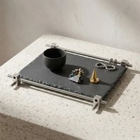 This Premium-Quality Tray Combines a Stone Slab Design with a Metal Optical Axis, Making It an Ideal Desktop Organizer.