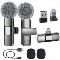 Wireless Lavalier Microphone for Android Mini Lapel Lav Mic with Noise Reduction For Vlog YouTube TikTok Audio Video Recording