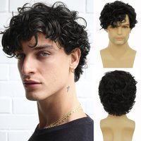 Men's Short Black Wig Layered Natural Look Side Part Hair Heat Resistant Synthetic Wig with Wig Cap Suitable for Men to Buy (Black)
