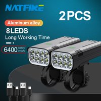 NATFIRE – feu avant et arrière de vélo Rechargeable par USB, lampe de poche à 8led, éclairage avant et arrière de couleur très lumineux, 6400mAh, 3600LM