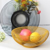 Nordic Creative Ironwork Wire Mesh Fruit Basket Double-Layer Modern Snack And Candy Storage Fruit Basket