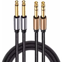 1/4 Inch Instrument Audio Cable 6.35mm TS Mono Guitar Jack 6.35mm TRS Nylon Braided Cord for Sound Card Speaker Headphone Mixer