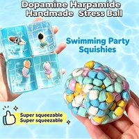 Swimming Party Squishies Set Mermaid Diver Cube Squeeze &Colorful Foam Beads Stress Ball Fidget Toy For Anxiety Relief Gifts