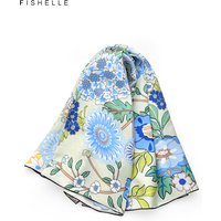 Bean green flower printed 100% real silk twill women scarf foulard female square head scarfs bandana shawl luxury gift for lady