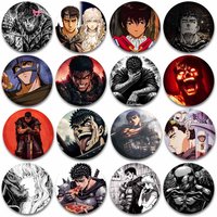 50mm Kenpuu Denki Anime Badge Guts Griffith Casca Cartoon Cosplay Brooch Handmade Round Lapel Pins Clothes Bag Hat Accessories