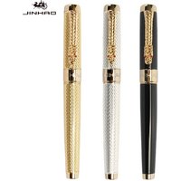 Luxury JINHAO 1200 Ballpoint Pens Silver Stainless Steel School Office Supplies Pens Gift Stationery Office Accessories