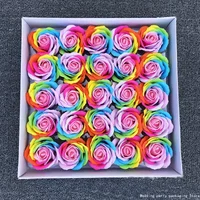 Valentine's day colorful rose soap flower head diy bouquet gift box making eternal soap flower rainbow rose