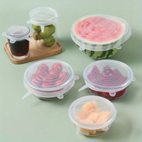 6-Pack Multi-Purpose Silicone Food Covers - Reusable Transparent Refrigerator Bowl Lids, Ideal Christmas Gift