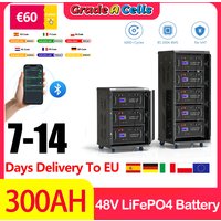 LiFePO4 48V 300Ah 15KW Battery 51.2V 100Ah 200Ah 5KW Bluetooth 16S 200A BMS CAN RS485 >6000 Cycles For Solar- From EU No Tax