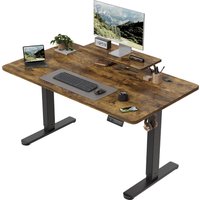 Biurko regulowane w wysokości Devoko, elektryczne, 120 × 60 cm z podstawką na monitor, ergonomiczne siedzenie, biurko stojące (białe)