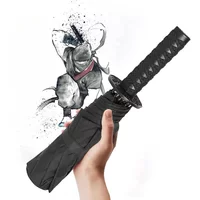 Samurai Ninja Katana Umbrella 3 Folding Creative Black Windproof Portable Demon Slayer Umbrella Cosplay Parasol Life Supplies