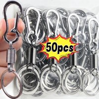 1-50pcs Spring Keychains Alloy Carabiner Buckle Keyring Anti-lost Climbing Hook Metal Key Chains for Men Car Bag Accessories